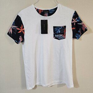 Zara Man White Short sleeve T-shirt with Floral Design - Size M